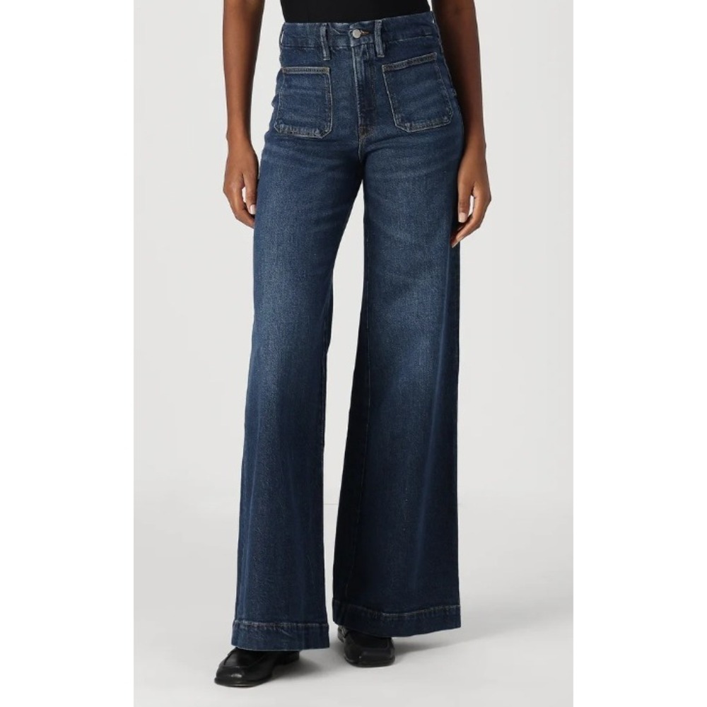Good American Good Waist Palazzo Jeans Blue High Rise Wide Leg Plus Size 22 NEW